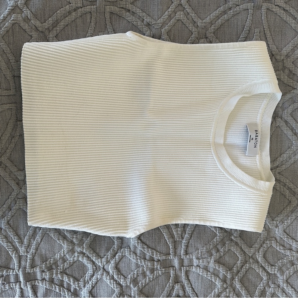 White Ribbed Sleeveless Top